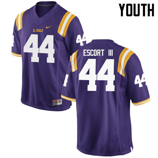 Youth LSU Tigers #44 Clifton Escort III College Football Jerseys Game-Purple - Click Image to Close